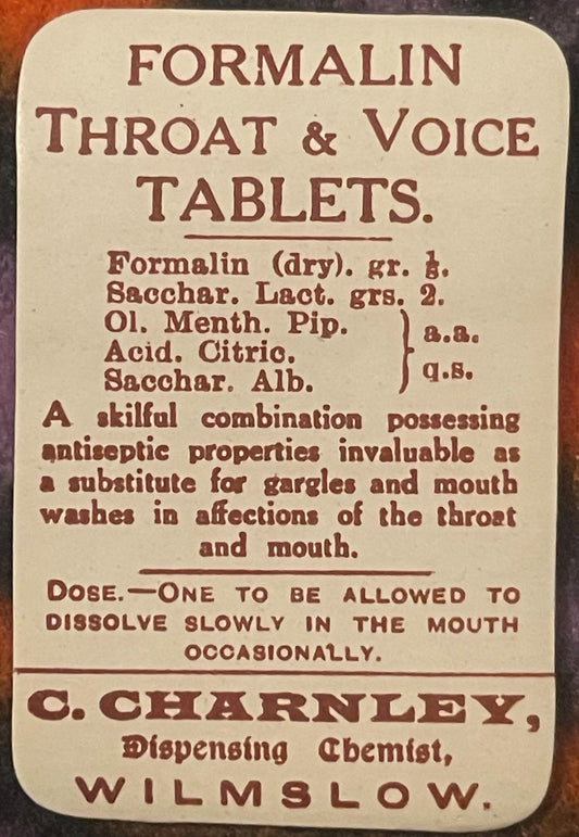 Antique 1910s Formaline Pharmacy Label AKA Formaldehyde to cure your throat? ✨
