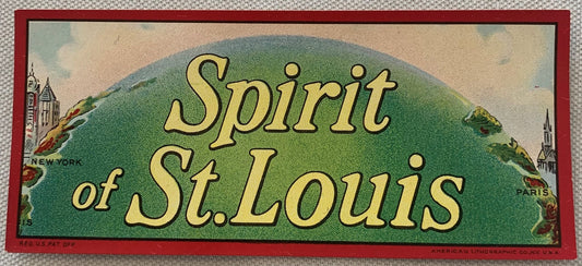 Antique Spirit of St. Louis Cigar Label 🛩️ Lindbergh New York to Paris Flight NOS 1927 Mazer-Cressman Detroit American Made