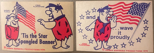 Vintage 1975 Fred Flintstone Barney Rubble Bicentennial Stickers 🧱 Patriotic NOS
