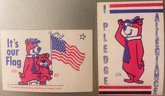 Vintage 1975 Yogi Bear Boo Boo Bicentennial Stickers 🐻 Patriotic Hanna‑Barbera NOS