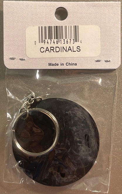 St. Louis Cardinals black baseball keychain in sealed plastic package with barcode and "Made in China" label visible on card 