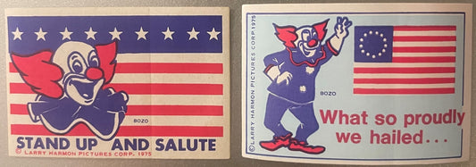Vintage 1975 Bozo the Clown Bicentennial Stickers Larry Harmon Pictures Corp Patriotic Americana Pair ✨
