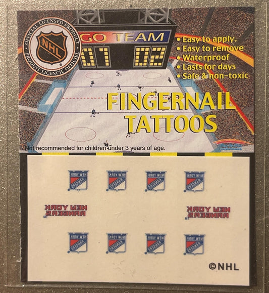 Vintage 1998 NHL Fingernail Tattoos New York Rangers ⚾ It's Hockey Season!!!