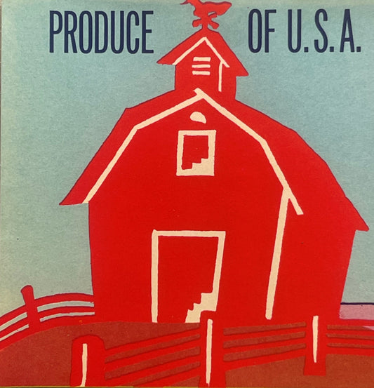 Vintage Red Barn 🍅 Crate Label — Orange County Pole Tomatoes, Heggblade-Marguleas Co., San Francisco, Lithograph American Made