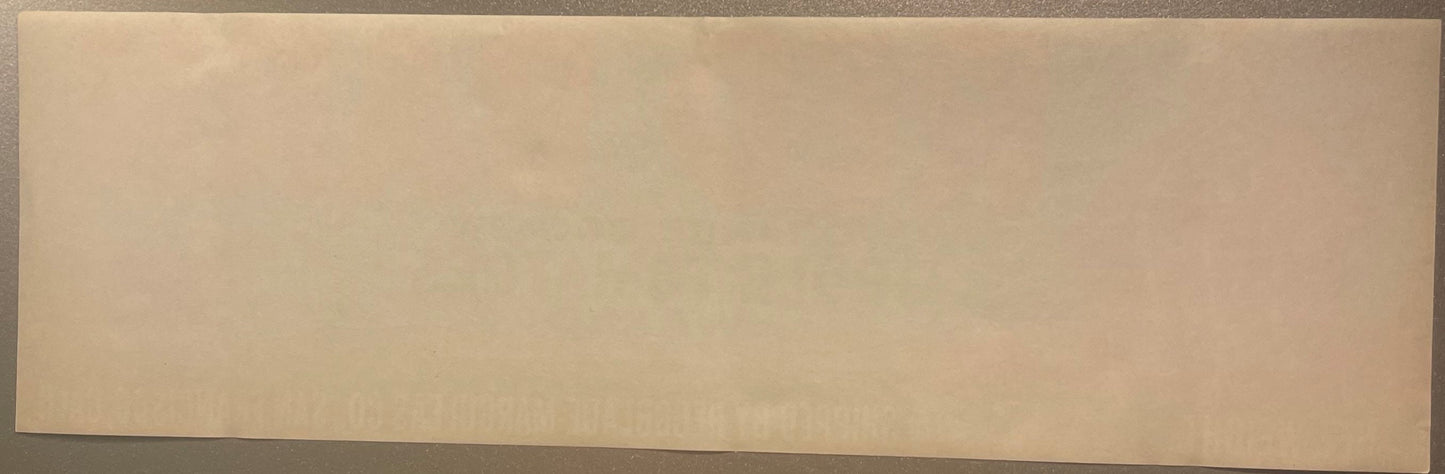 Blank cream-colored vintage crate label on gray background, front view showing plain paper surface with no visible text or pr