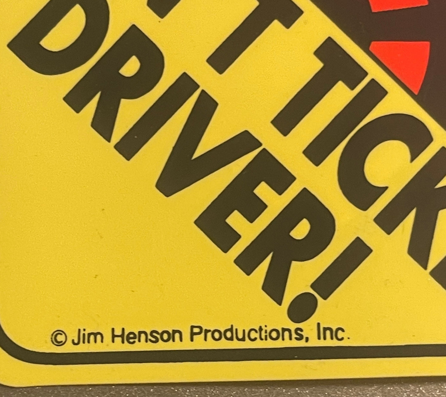 Vintage Sesame Street Elmo 🚗 "Don't Tickle Driver!" Window Sign, Jim Henson Productions Car Suction Cup Sign