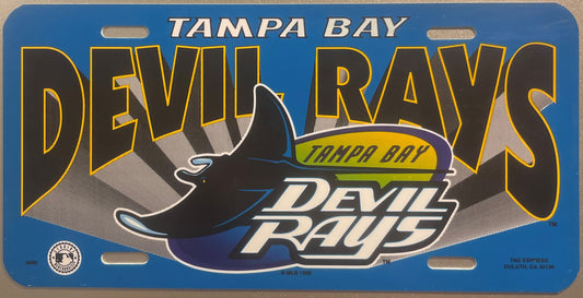 Vintage 1995 Tampa Bay Devil Rays License Plate 🐟 MLB Genuine Merchandise Sign Express Duluth GA NOS