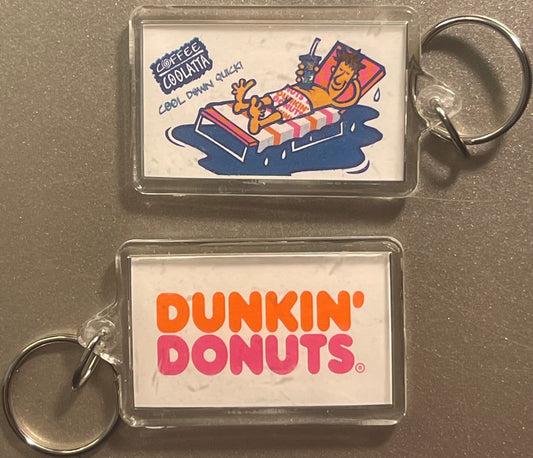 Vintage Dunkin' Donuts Coffee Coolatta Keychain 🧊 NOS Promotional Fob Card