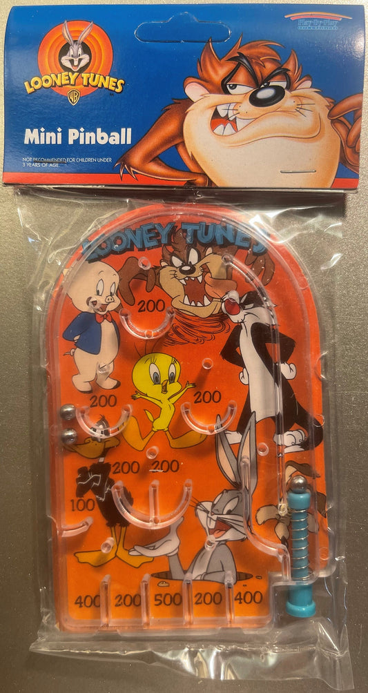 Vintage 1997 Looney Tunes Mini Pinball Orange Playfield Bugs Bunny Taz and Sylvester Sealed 🍎