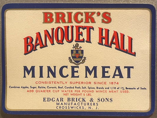 Antique Mince Meat Label from Early 20th Century