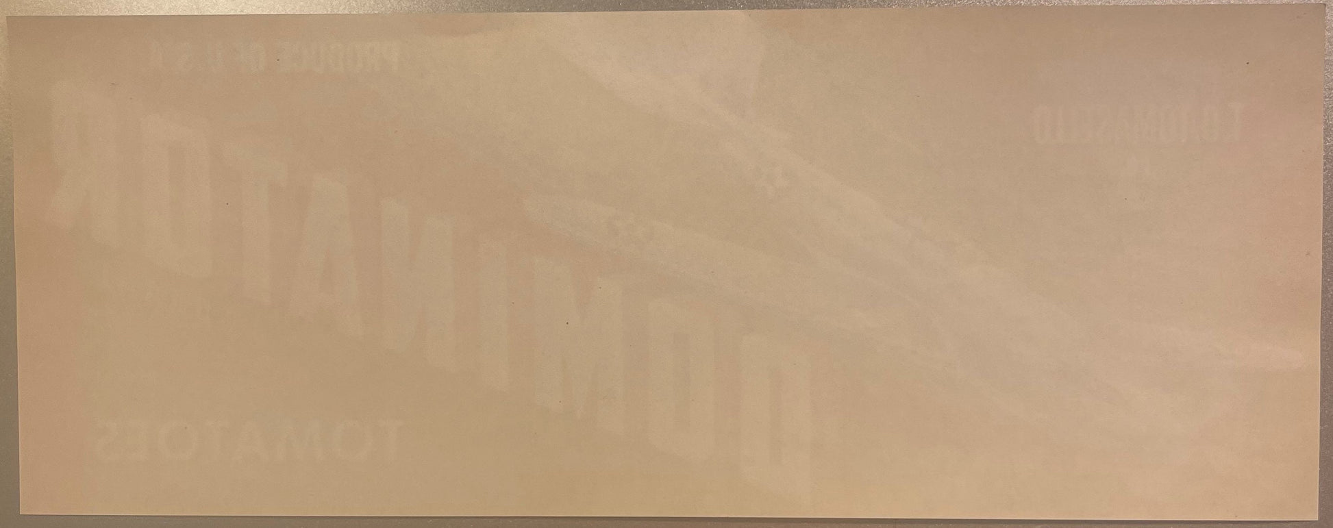 Blank cream reverse of the Vintage 1940s Dominator Brand tomatoes crate label
