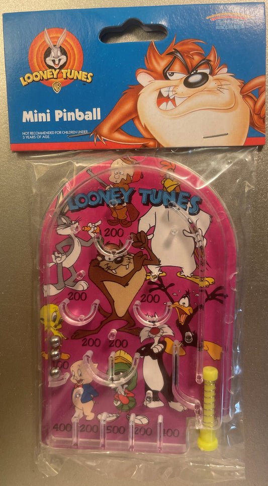Vintage 1997 Looney Tunes Mini Pinball Pink Playfield Elmer Fudd Foghorn Leghorn Nine Character Cast 📌