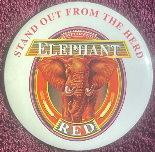 Rare Vintage 1990s Elephant Red Beer Pin "Stand Out From The Herd" 🍺