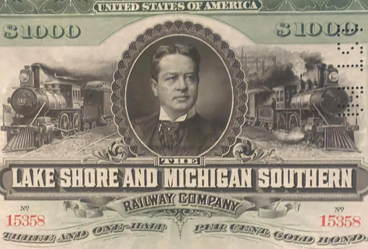 Antique 1897 Lake Shore and Michigan Southern Gold Bond NYC Route with Coupon Sheet Scripophily 📜