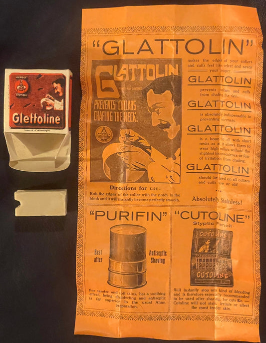 Antique 1910s Glattolin Wax Collar Remedy To Improve Temper Unopened Box 🥫