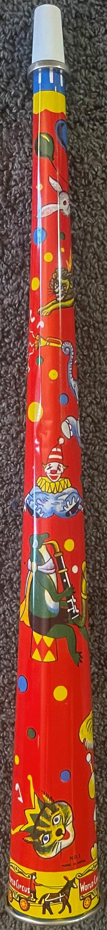 Vintage Large NOS 1960s World Circus Tin Horn Noisemaker 🧸 Litho Menagerie Toy