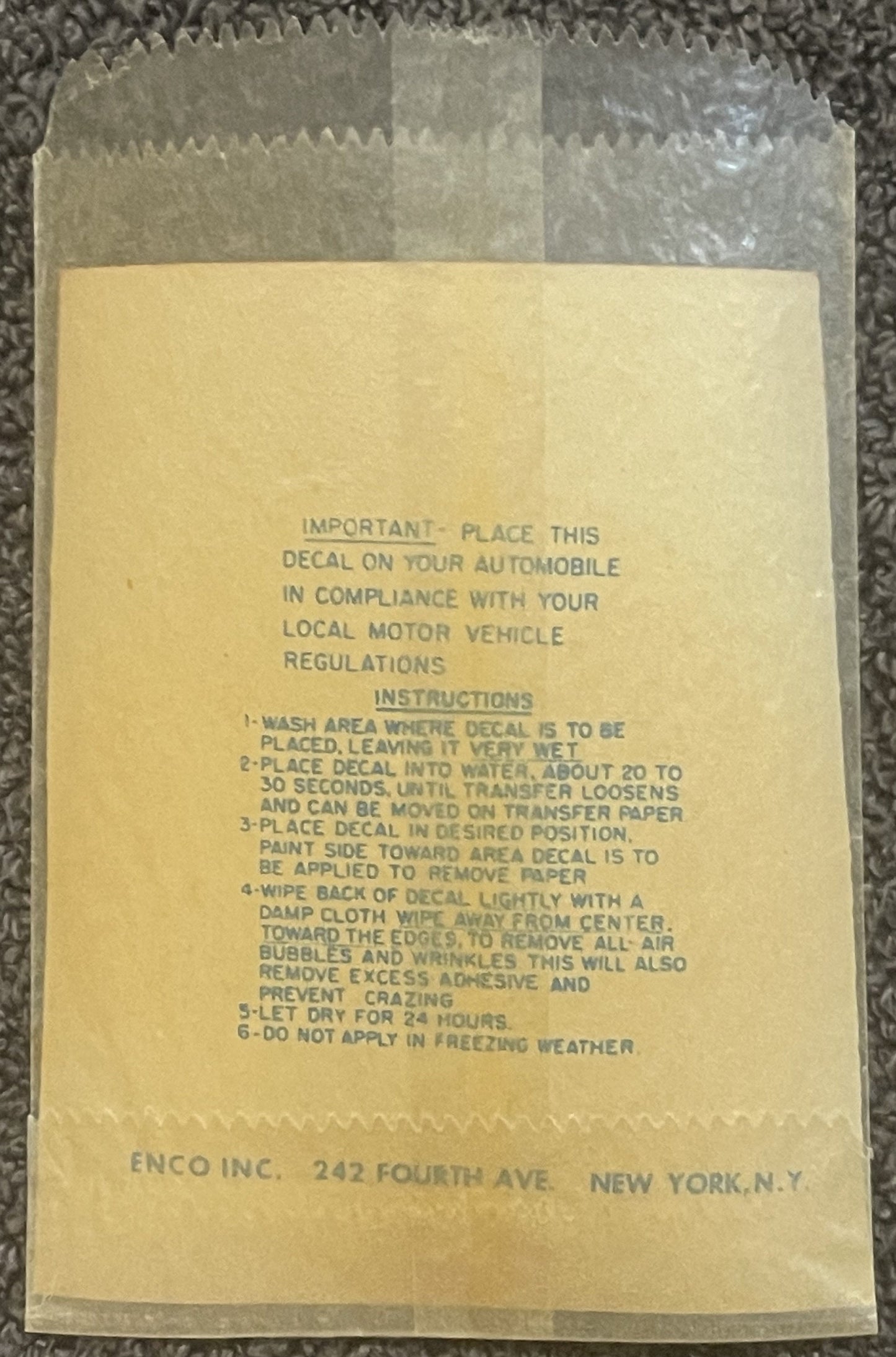 Enco Ringling Bros Barnum & Bailey Circus Waterslide Decal 🎪 Greatest Show on Earth, NOS 1950s Windshield-Luggage Transfer