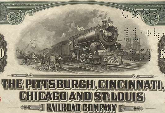 Vintage 1944 Pittsburgh Cincinnati Chicago & St. Louis Railroad $1,000 Bond 🚂 Pan Handle Route, Pennsylvania
