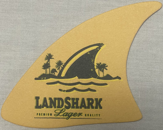 Vintage LandShark Lager Shark Fin Coaster - Margaritaville Jimmy Buffett Novelty Barware NOS Card 🍺