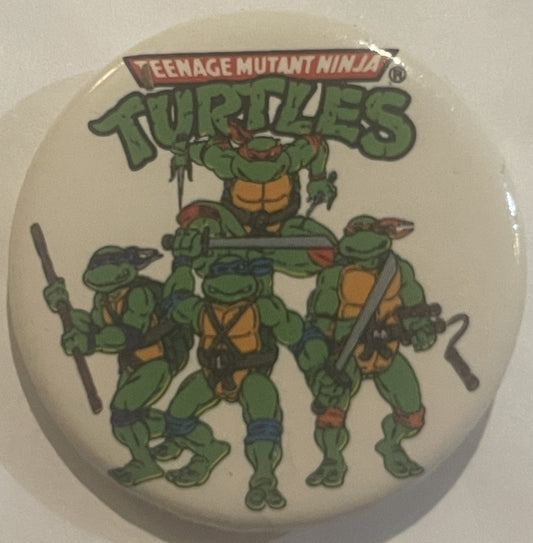 Vintage 1990 Teenage Mutant Ninja Turtles Battle Pose Cartoon Pin 🐢 — TMNT Classic Comic Art Pinback Button