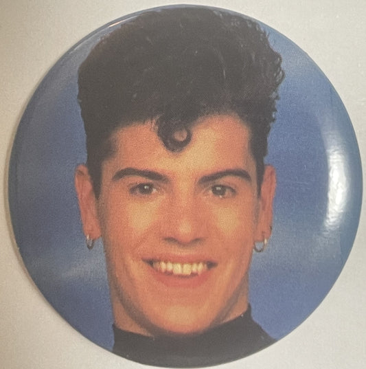 Vintage NKOTB Pin Jordan Knight Close Up Photo Boston Boy Band Collectible Button 📌
