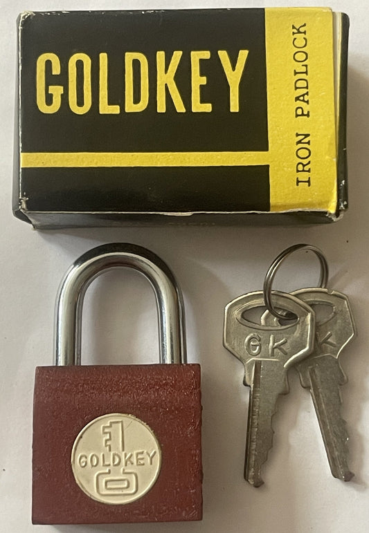 Vintage GoldKey Iron Padlock 🧷 1950s Gumball & Vending Machine Lock NOS