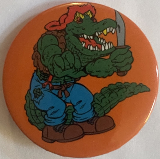 Vintage 1990 Teenage Mutant Ninja Turtles Leatherhead Cartoon Pin 🐢 — Mutant Alligator Pinback Button
