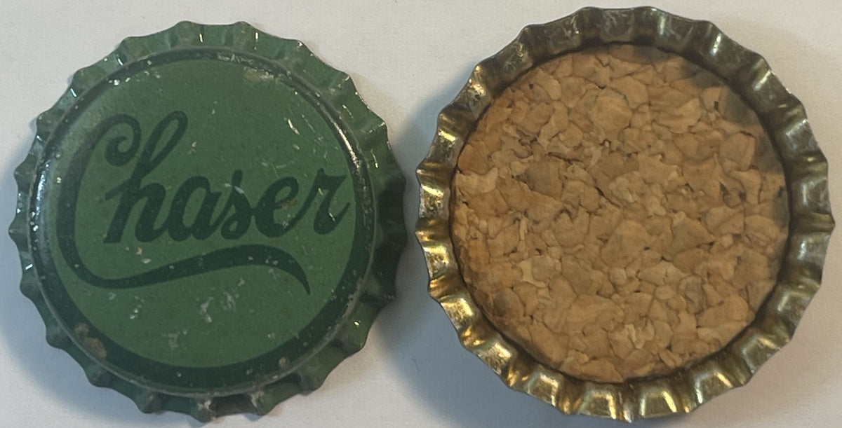 Chaser bottle cap front and back; the inside has a cork liner