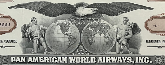 Vintage Pan Am Stock Certificate Brown Golden Age of Air Travel Juan Trippe Aviation History Decor 📜