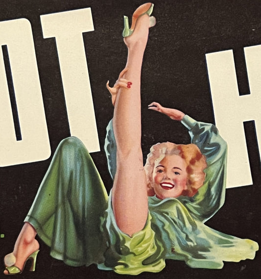 Vintage 1940s Foot High Melons Crate Label 🍈 — F. H. Hogue Co., Firebaugh CA & Yuma AZ — Risqué Pinup