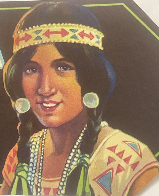 Vintage Umatilla Belle Crate Label 🍊 Native American Beauty, Umatilla Florida Citrus Art