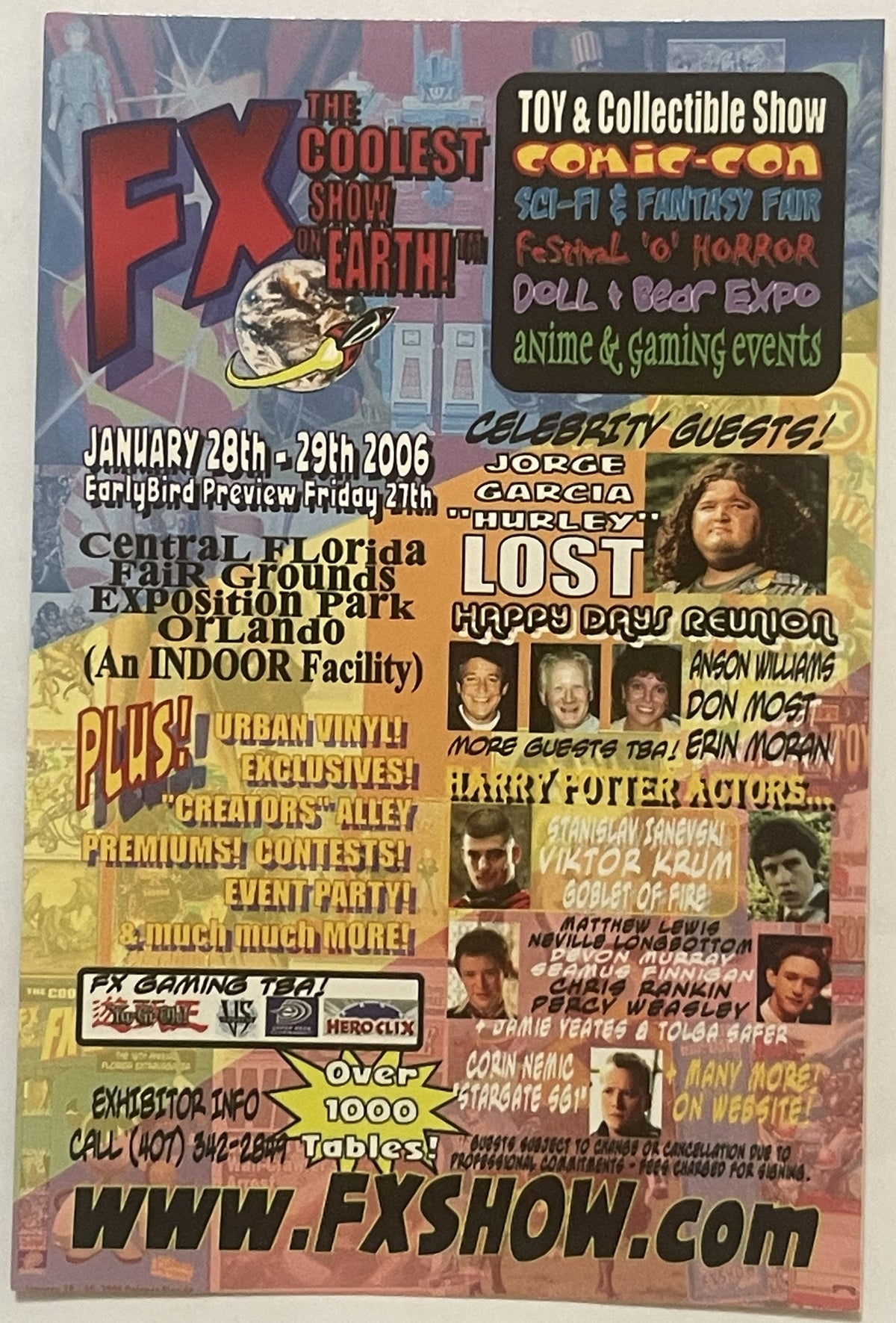 Colorful 2006 FX Show poster advertising Comic-Con and horror festival in Orlando with celebrity guest photos and event