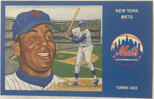 Vintage 1980s Tommie Agee NY Mets Postcard 1969 World Series