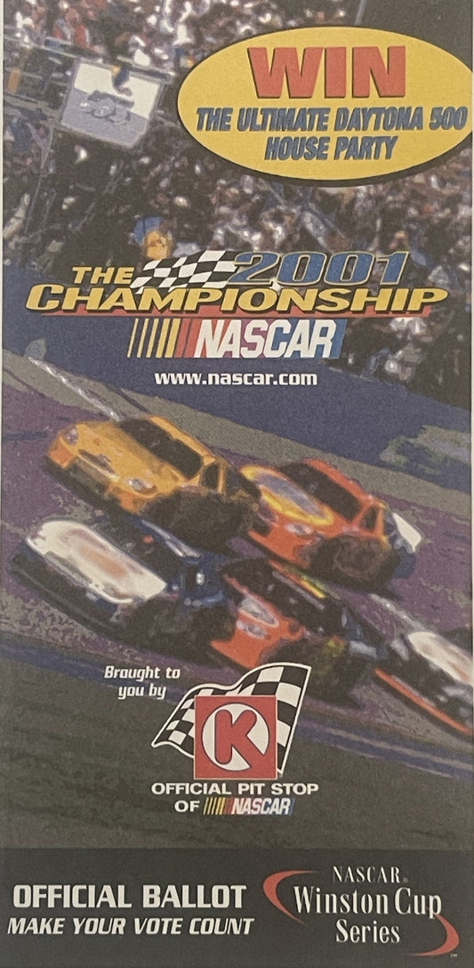 Vintage 2001 NASCAR Winston Cup Ballot 🍺 Year Tragic Loss Dale Earnhardt RIP!