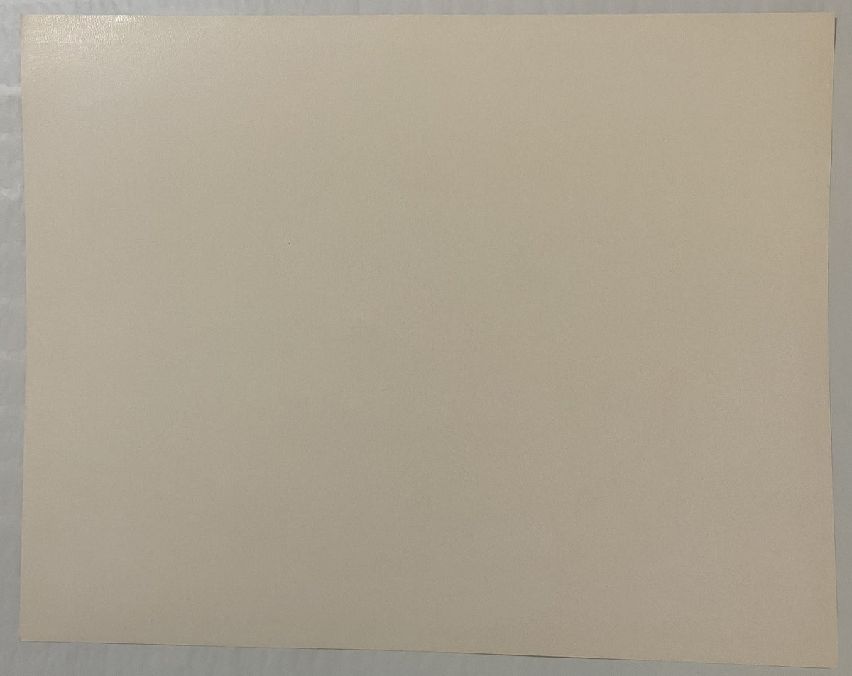 Blank cream-colored paper or print backing photographed flat against gray surface