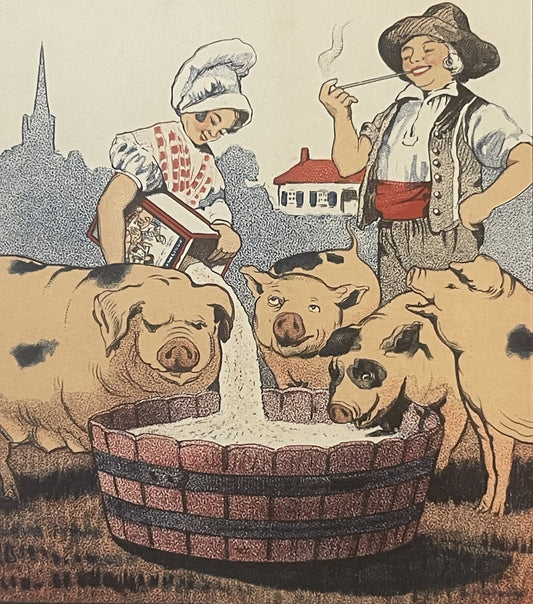 Antique French La Normandine Pig Fattening Feed Supplement Box NOS Farmhouse Decor 🥫