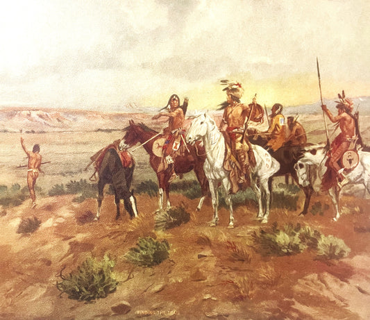 Vintage 1970s Charles M. Russell 🦬 Finding the Trail Art Print American Western Americana