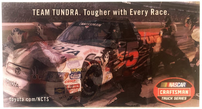 2005 NASCAR Craftsman Truck Series hologram card featuring red Toyota Tundra #3 with pit crew, "Tougher with Every Race"