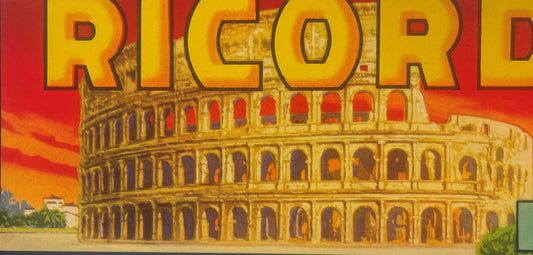 Vintage Ricordo Brand Zinfandels Crate Label 🏛️ Chinchiolo Bros. Stockton CA Colosseum Grape Lug Label