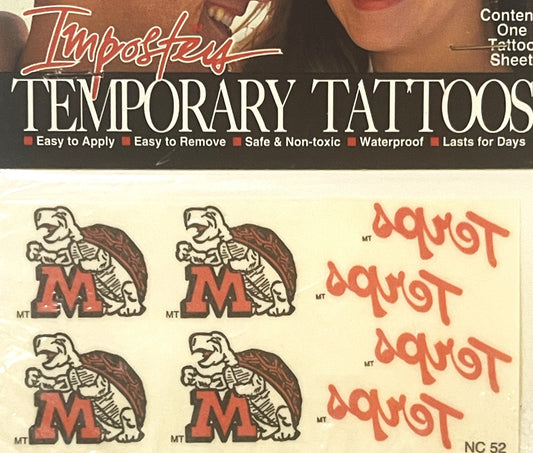 Vintage 1994 CFL Maryland Terps Temporary Tattoos ✨ College Big Ten Memorabilia!