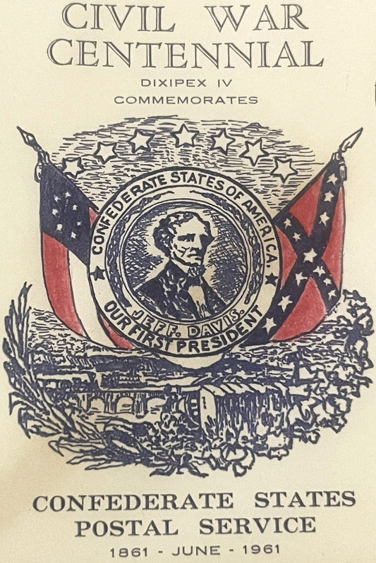 Vintage 1961 Civil War Centennial Series Jefferson Davis Stamped Envelope, Fort ✉️