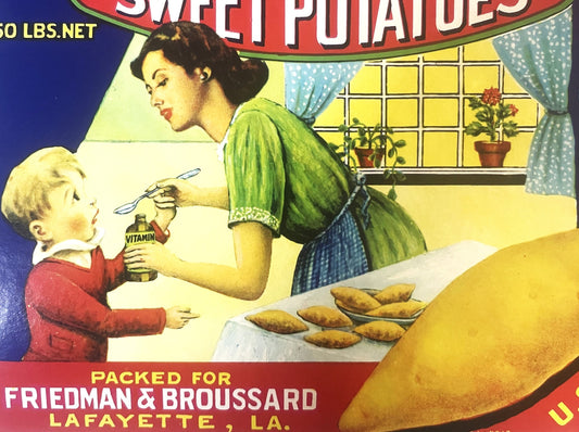 Antique Vintage 1950s Vitamin Crate Label 🍎 Lafayette, LA, Remember Doing This?