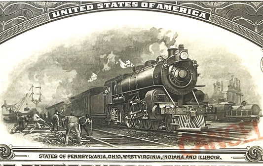 Antique 1920 Panhandle Route Railroad 1000 Dollar Gold Bond Pittsburgh Cincinnati Chicago St Louis Finance 📜