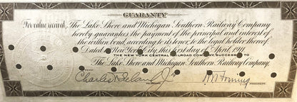 Sepia-toned 1911 railway bond certificate with ornate border, circular seal, and signatures; printed guarantee