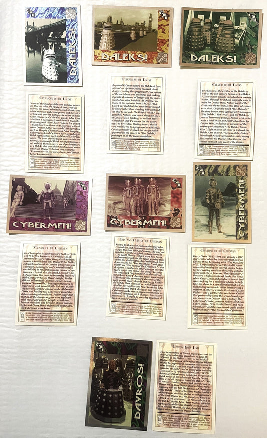 Vintage 1994 Doctor Who Complete Foil Card Set Cards 1-7 BBC Licensed Cornerstone Davros 🃏