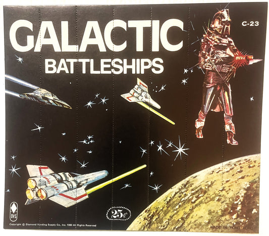Vintage 1980 Galactic Battleships Vending Display Card - Diamond Vending Supply Co. Sci-Fi Header C-23 NOS Hong Kong 🃏