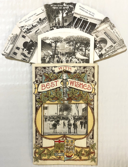 Rare Antique 1900s - 1910s Dominion Park Fan Postcard 🃏 Montreal, Quebec, Unique!