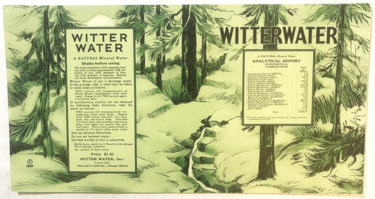 Antique Vintage 1927 Witter Water Label ✨ Quack Americana Cures, Capone Hangout!