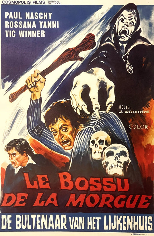 Vintage Belgian Movie Poster The Hunchback of the Morgue 💀 1973 Paul Naschy Spanish Horror Le Bossu de la Morgue