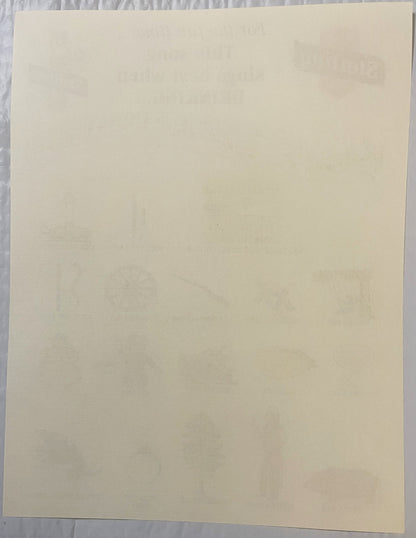 Blank cream-colored sheet of woven paper against gray textured background, shown flat for antiques listing
